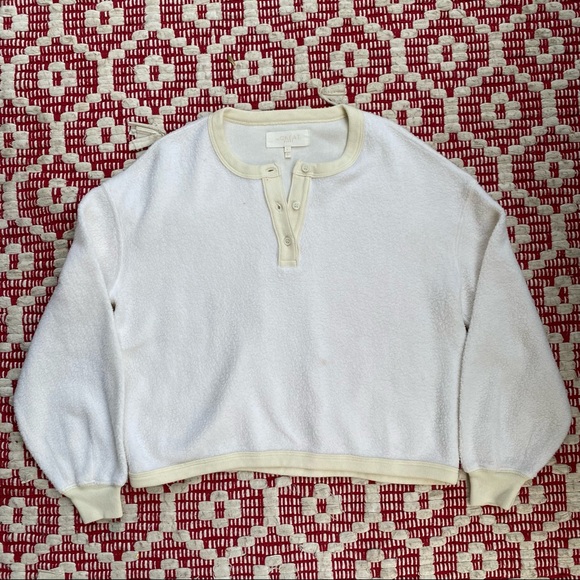 THE GREAT. white / cream Sherpa Sleep Henley top 0 - Picture 5 of 16